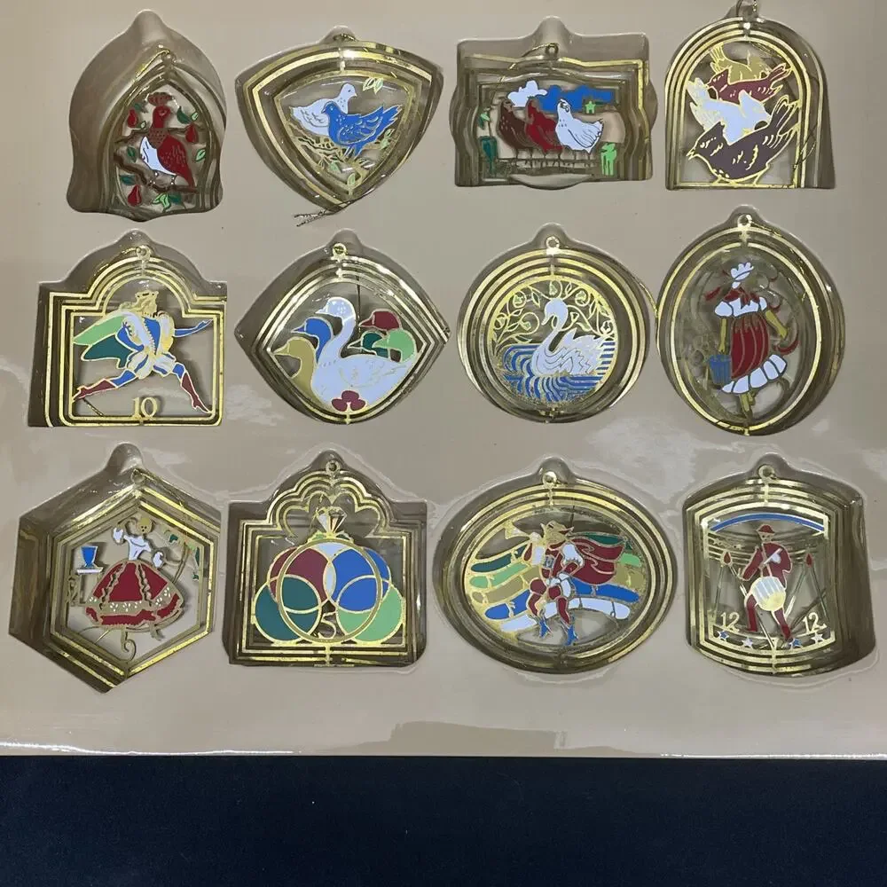Vintage Solid Brass Classic Collection 12 Days of Christmas Ornaments